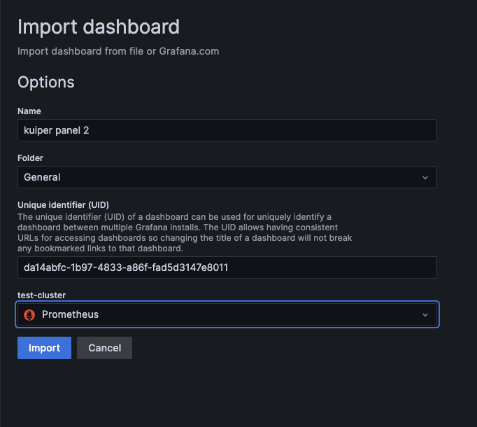 Confirm Dashboard Import