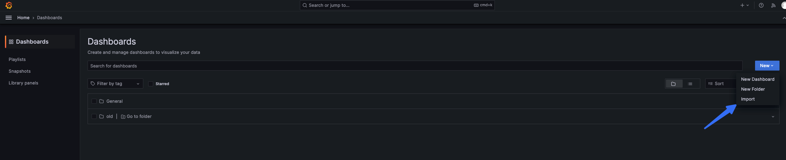 Import Dashboard in Grafana