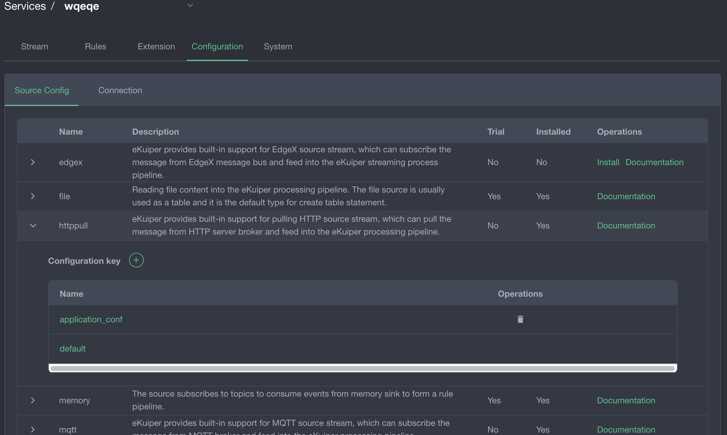 Source Configuration Form