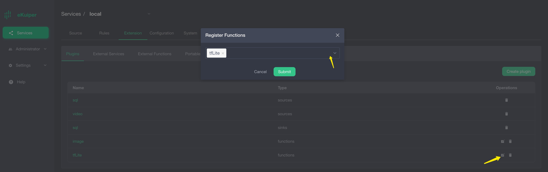 Register plugin symbol