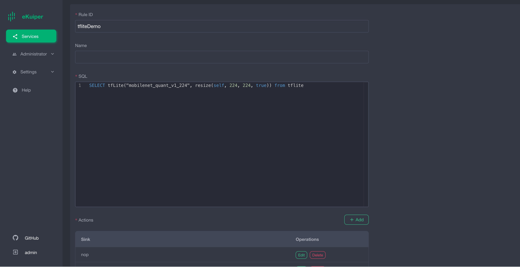 Configure MobileNet rule
